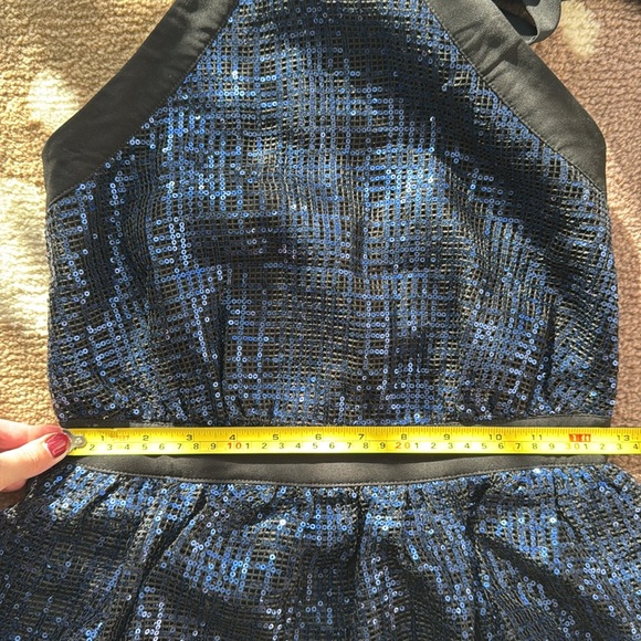 Navy Sequin Halter Dress - Picture 6 of 11